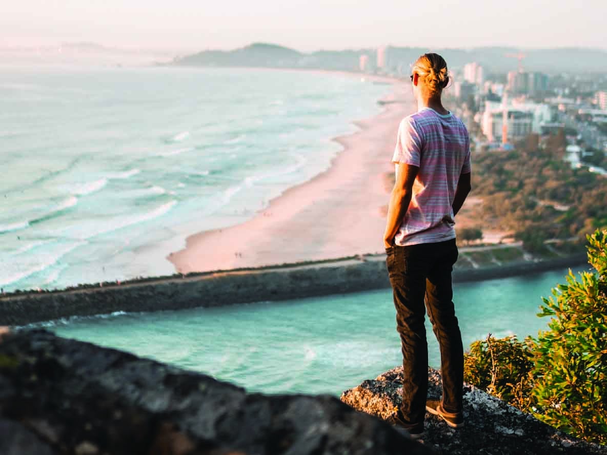 Man looking at beach view